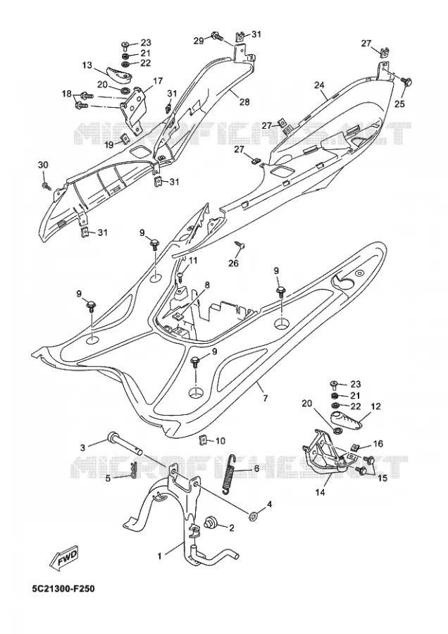 SUPPORT / REPOSE PIEDS Yamaha SCOOTER 50 2015 OVETTO  YN50