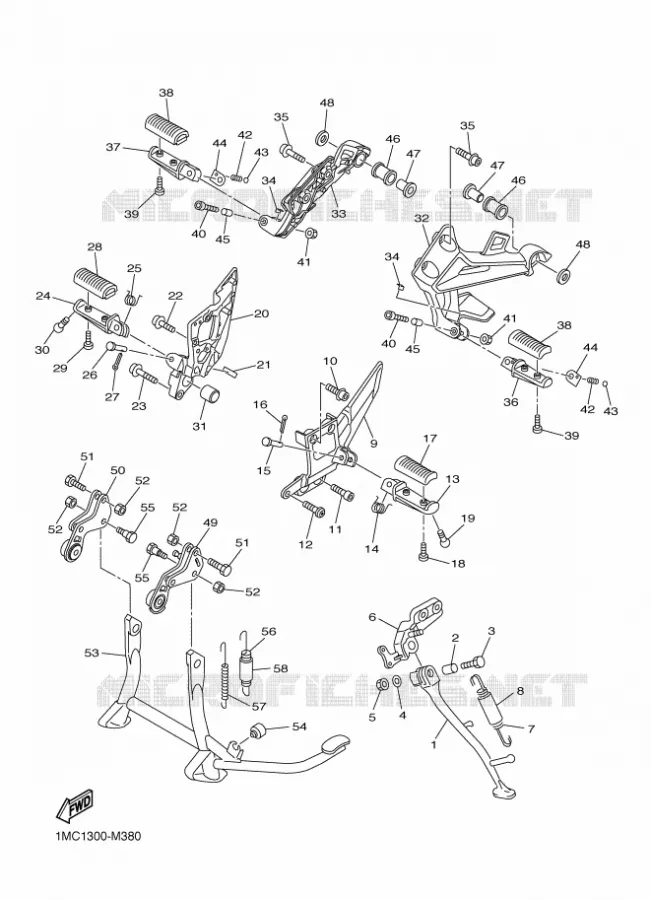 SUPPORT / REPOSE PIEDS Yamaha MOTO 1300 2015 FJR  FJR1300AE
