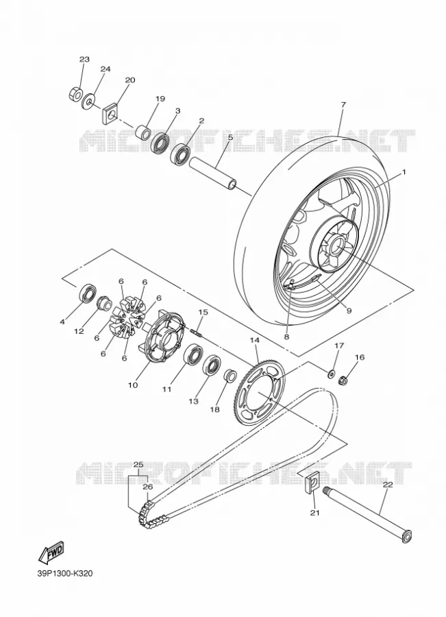 ROUE ARRIERE Yamaha MOTO 800 2015 FZ8  FZ8-NFZ8