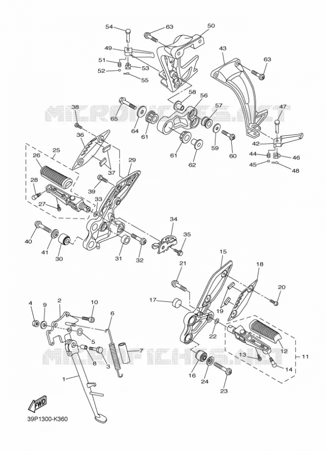 SUPPORT / REPOSE PIEDS Yamaha MOTO 800 2015 FAZER  FZ8-S