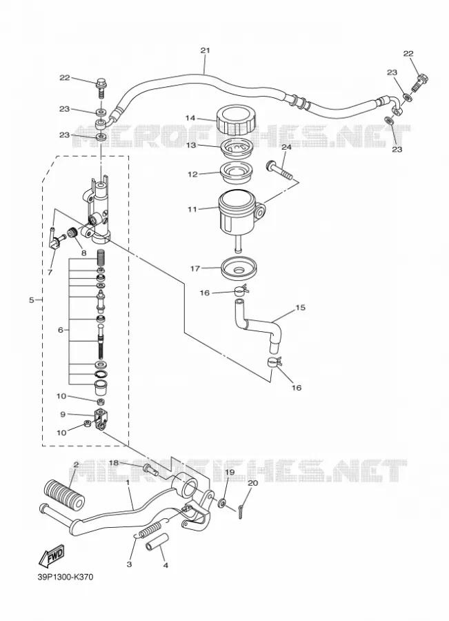 MAITRE CYLINDRE DE FREIN ARRIERE Yamaha MOTO 800 2015 FAZER  FZ8-S