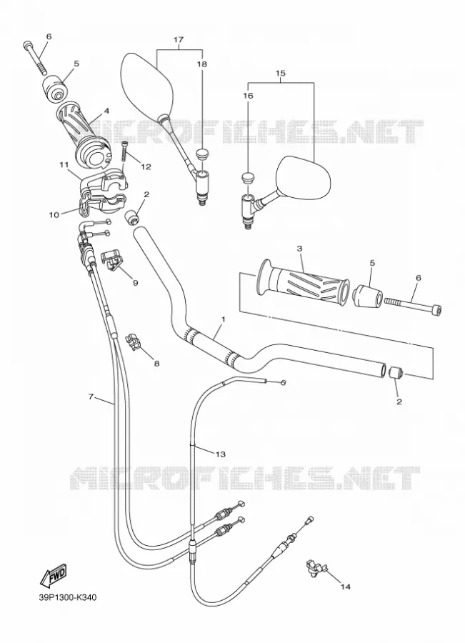 GUIDON ET CABLES Yamaha MOTO 800 2015 FZ8 ABS  FZ8-NAFZ8