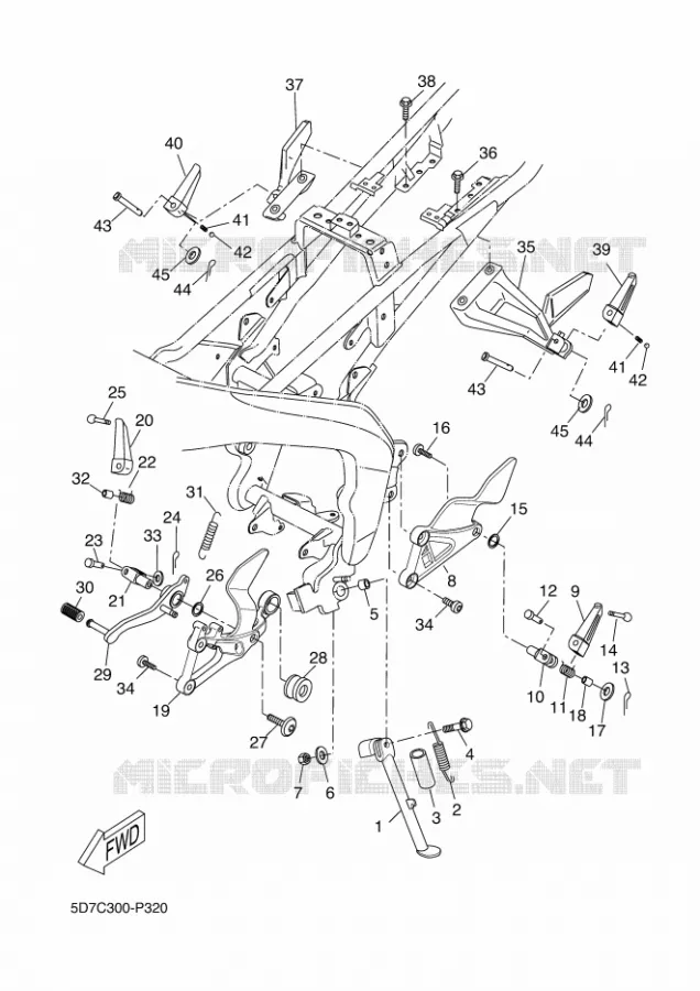 SUPPORT / REPOSE PIEDS Yamaha MOTO 125 2015 MT  MT125