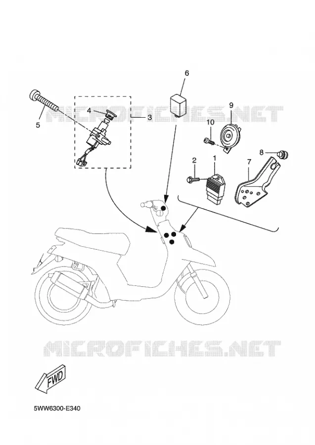 PARTIE ELECTRIQUE 1 Yamaha SCOOTER 50 2015 BOOSTER  CW50