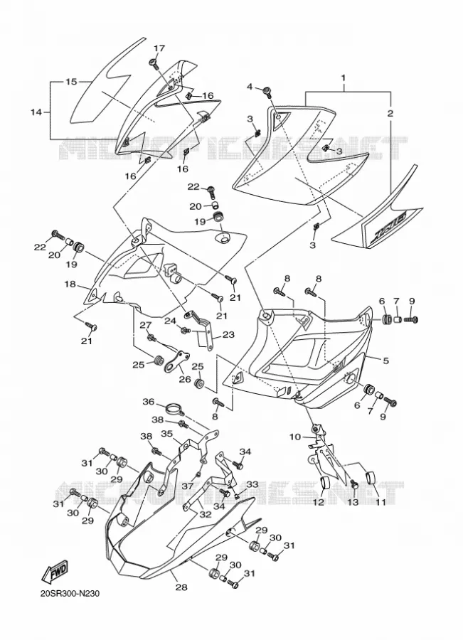 COUVERCLE LATERAL 2 Yamaha MOTO 600 2015 XJ6  XJ6N