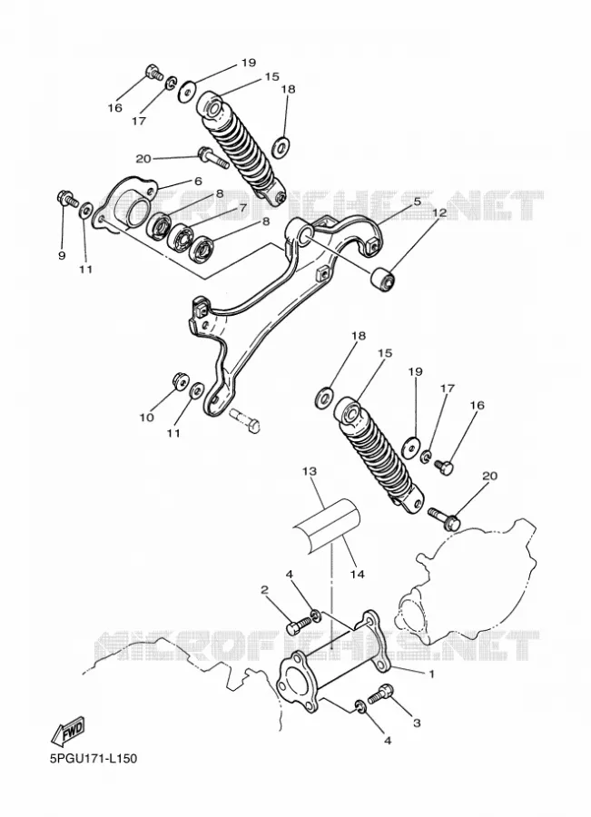 BRAS OSCILLANT / AMORTISSEUR Yamaha MOTO 50 2016 PW  PW50