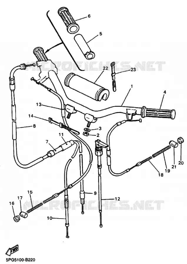 GUIDON ET CABLES Yamaha MOTO 50 2010 PW  PW50