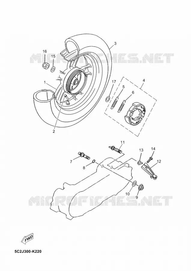 ROUE ARRIERE Yamaha SCOOTER 50 2016 OVETTO  YN50