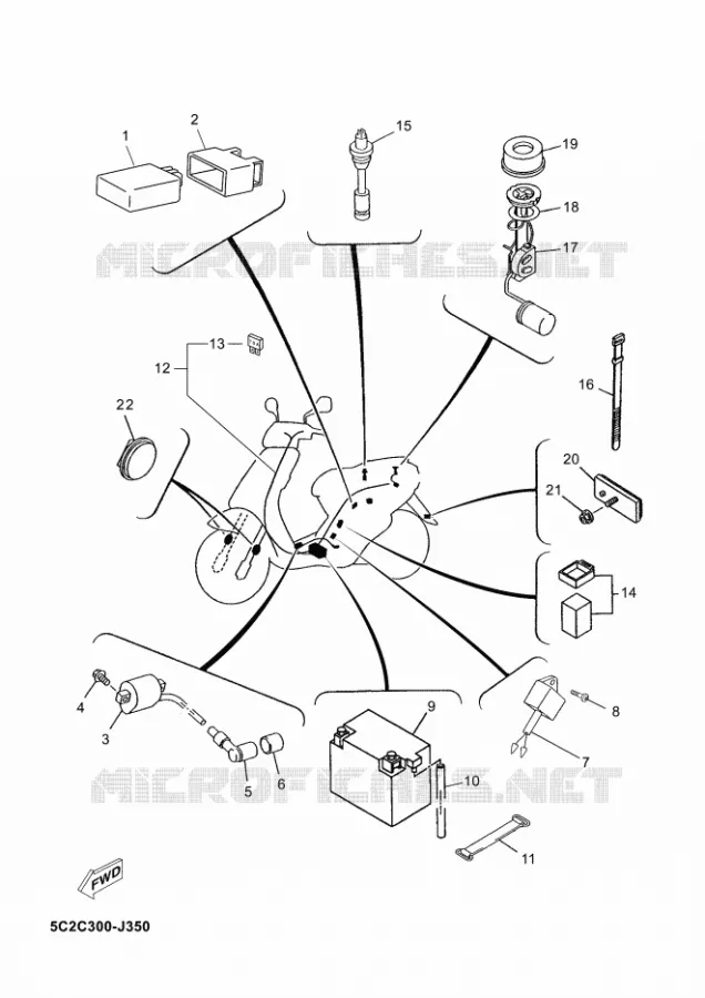 PARTIE ELECTRIQUE 2 Yamaha SCOOTER 50 2010 NEOS  YN50NEOS