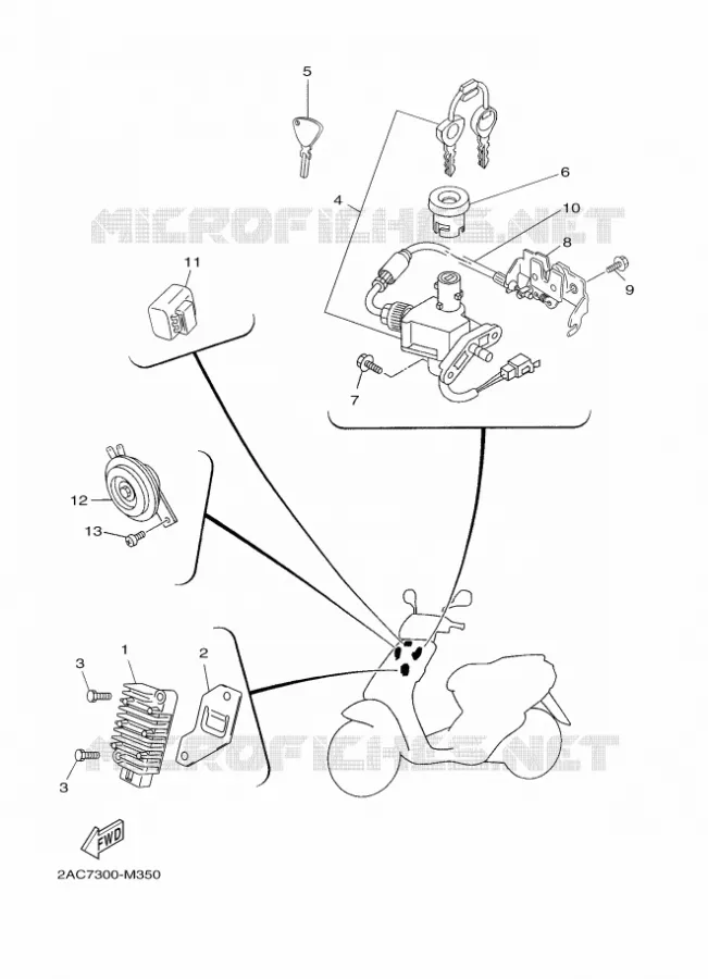 PARTIE ELECTRIQUE 1 Yamaha SCOOTER 50 2013 OVETTO 4T  YN50F