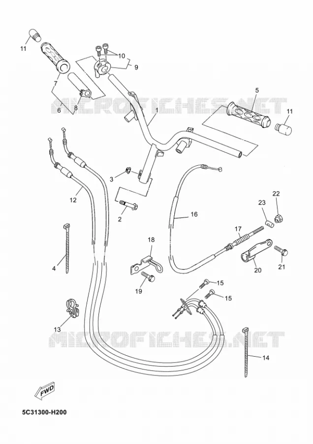 GUIDON ET CABLES Yamaha SCOOTER 50 2010 NEOS 4T  YN50FNEOS 50 4ST