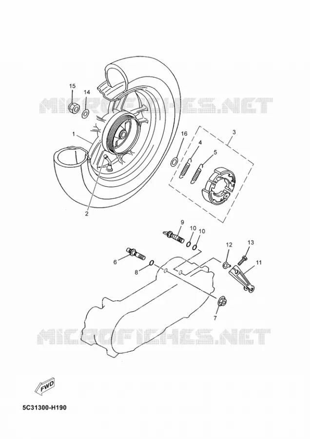 ROUE ARRIERE Yamaha SCOOTER 50 2010 NEOS 4T  YN50FNEOS 50 4ST