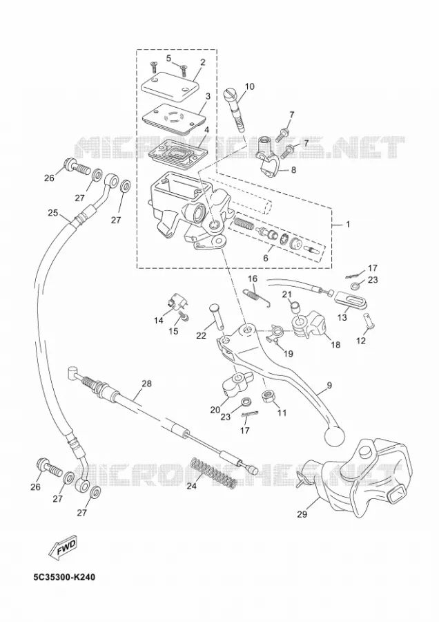 MAITRE CYLINDRE DE FREIN AVANT Yamaha SCOOTER 50 2015 NEOS 4T UBS  YN50FU