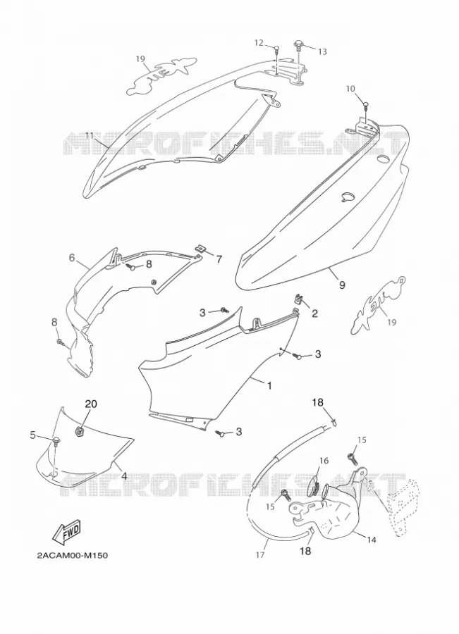 COUVERCLE LATERAL Yamaha SCOOTER 50 2015 OVETTO 4T UBS  YN50FU