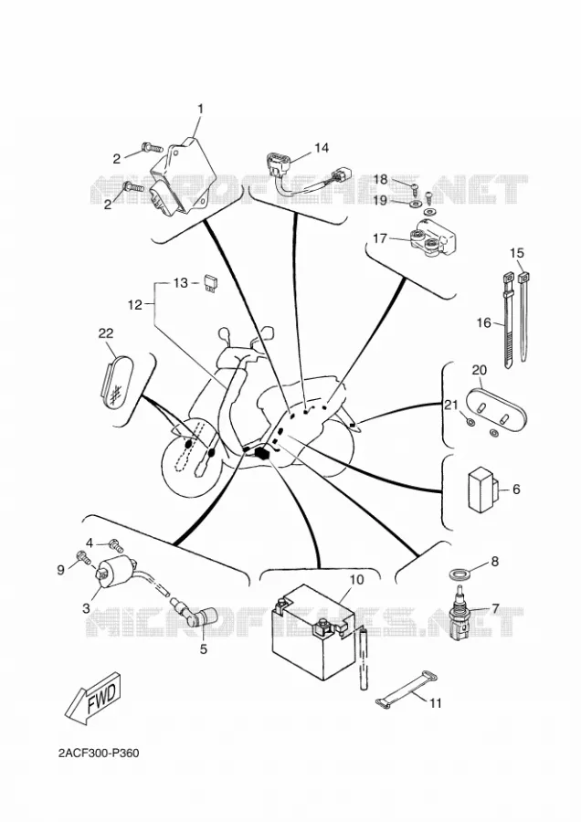 PARTIE ELECTRIQUE 2 Yamaha SCOOTER 50 2015 OVETTO 4T UBS  YN50FU
