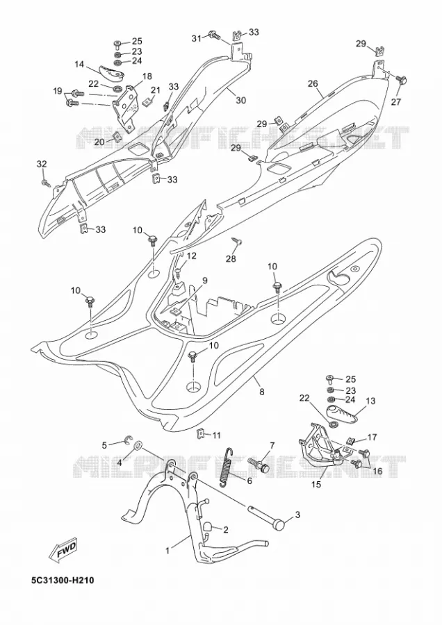 SUPPORT / REPOSE PIEDS Yamaha SCOOTER 50 2014 NEOS 4T UBS  YN50FU