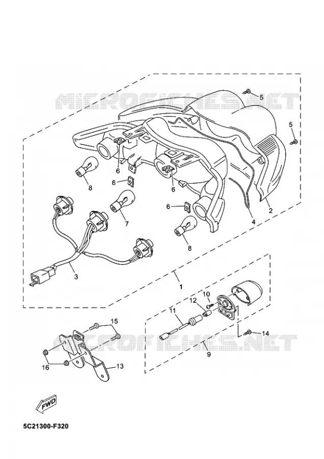 FEU ARRIERE Yamaha SCOOTER 50 2014 NEOS 4T UBS  YN50FU