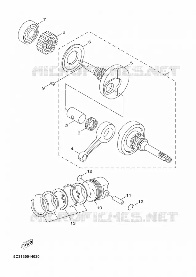 VILEBREQUIN / PISTON Yamaha SCOOTER 50 2014 OVETTO 4T UBS  YN50FU