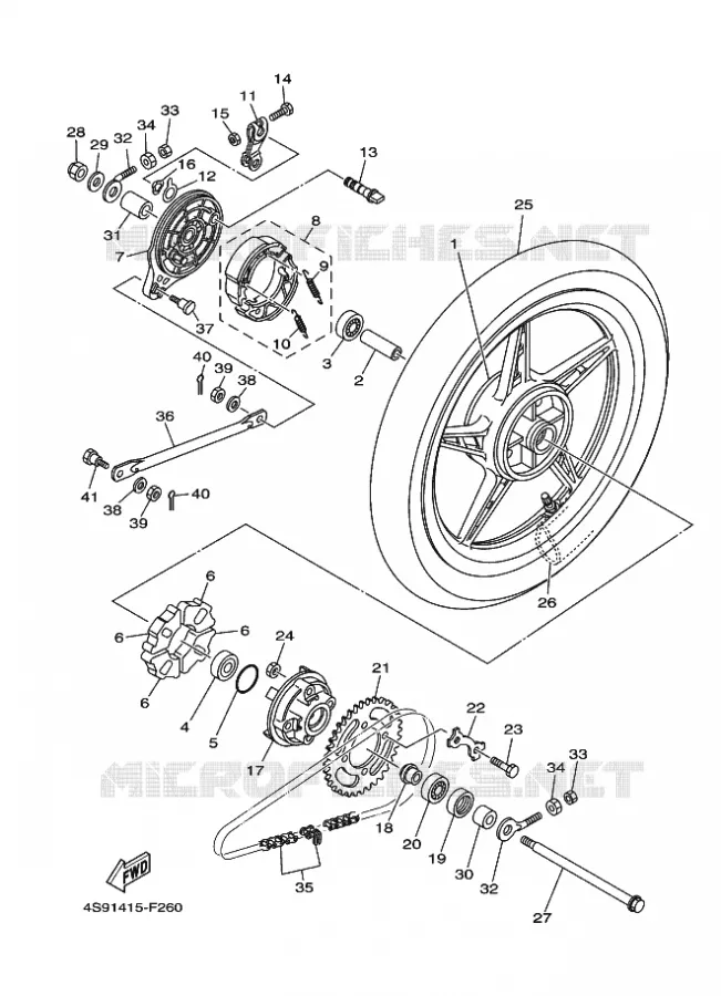 ROUE ARRIERE Yamaha SCOOTER 110 2010 CRYPTON  T110C