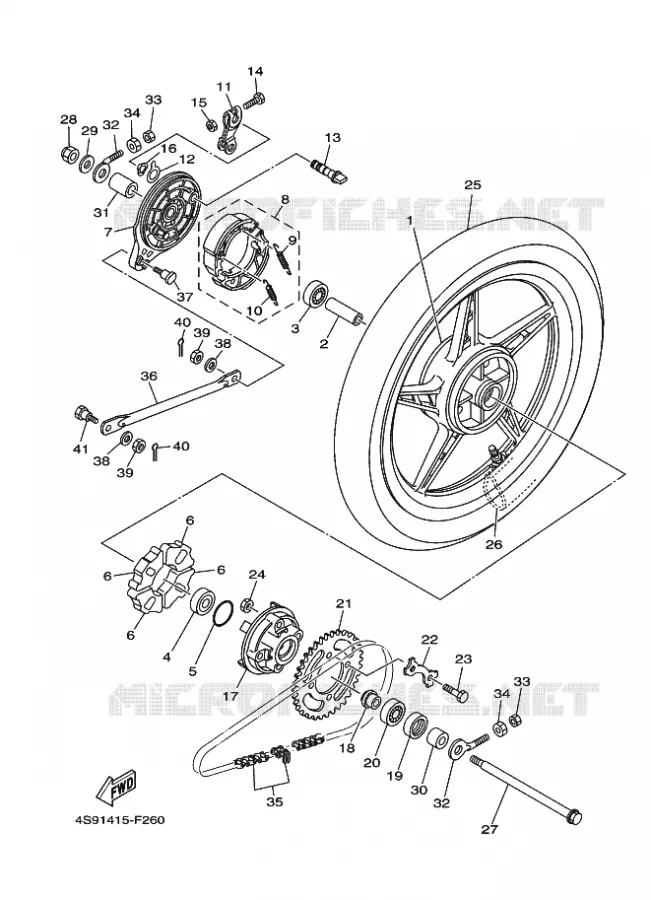 ROUE ARRIERE Yamaha SCOOTER 110 2010 CRYPTON  T110C