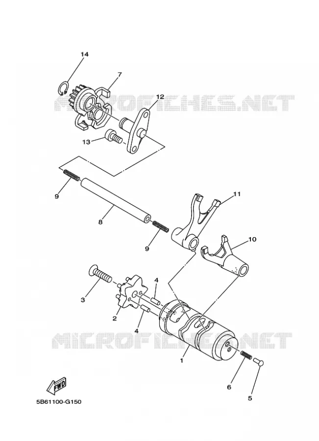 BARILLET DE SELECTION / FOURCHETTES Yamaha MOTO 110 2015 TTR-E  TT-R110E