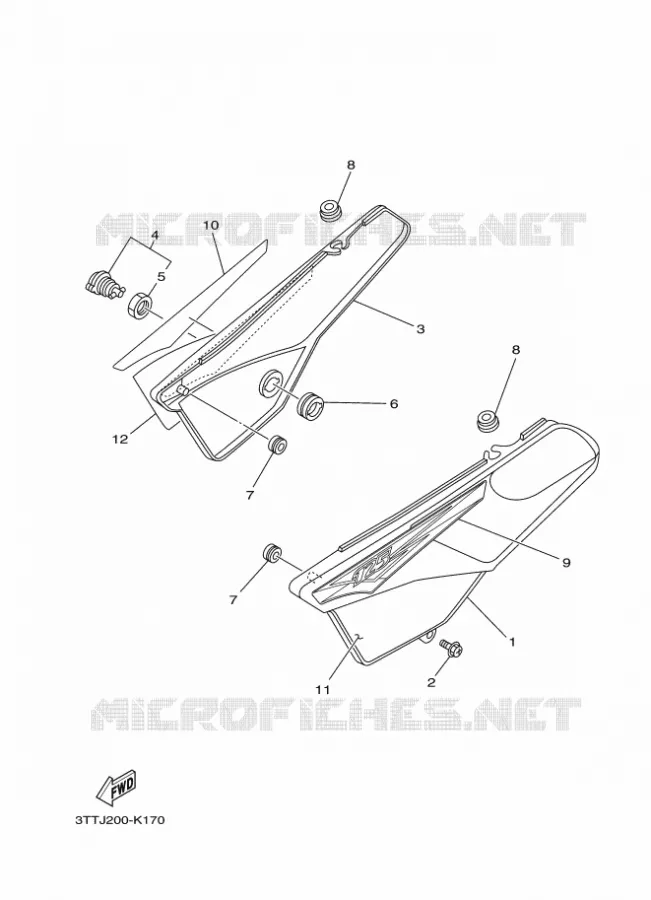 COUVERCLE LATERAL Yamaha MOTO 125 2015 DT  DT125