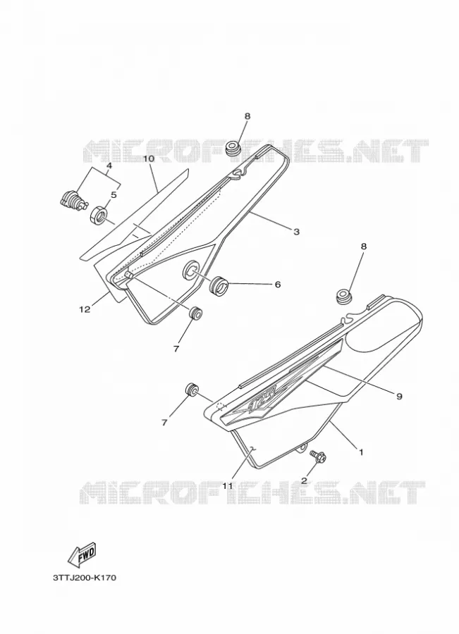 COUVERCLE LATERAL Yamaha MOTO 125 2015 DT  DT125