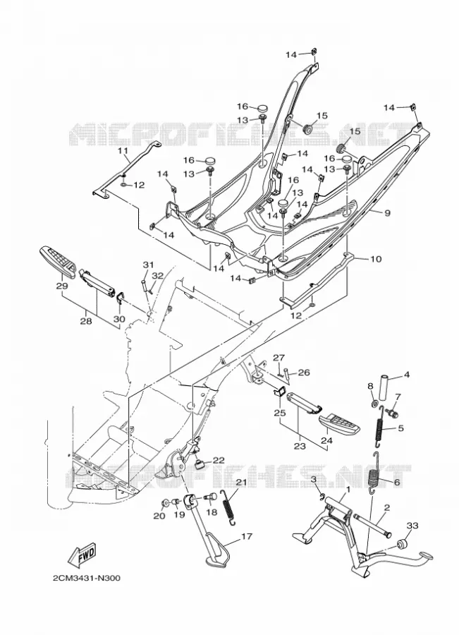 SUPPORT / REPOSE PIEDS Yamaha SCOOTER 125 2015 TRICITY ABS  MW125ATRICITY