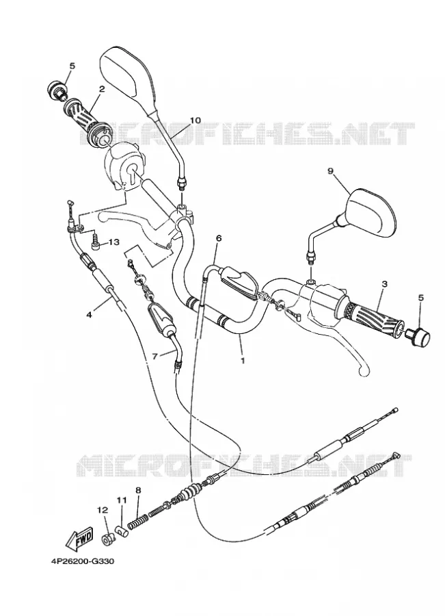GUIDON ET CABLES 2 Yamaha MOTO 125 2011 YBR  YBR125E