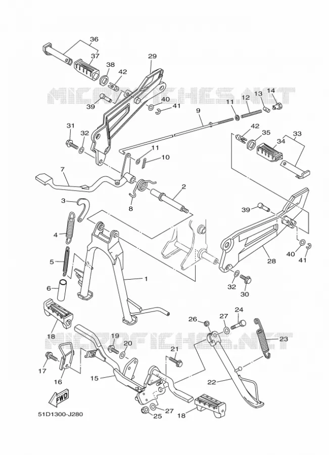 SUPPORT / REPOSE PIEDS Yamaha MOTO 125 2014 YBR  YBR125ED