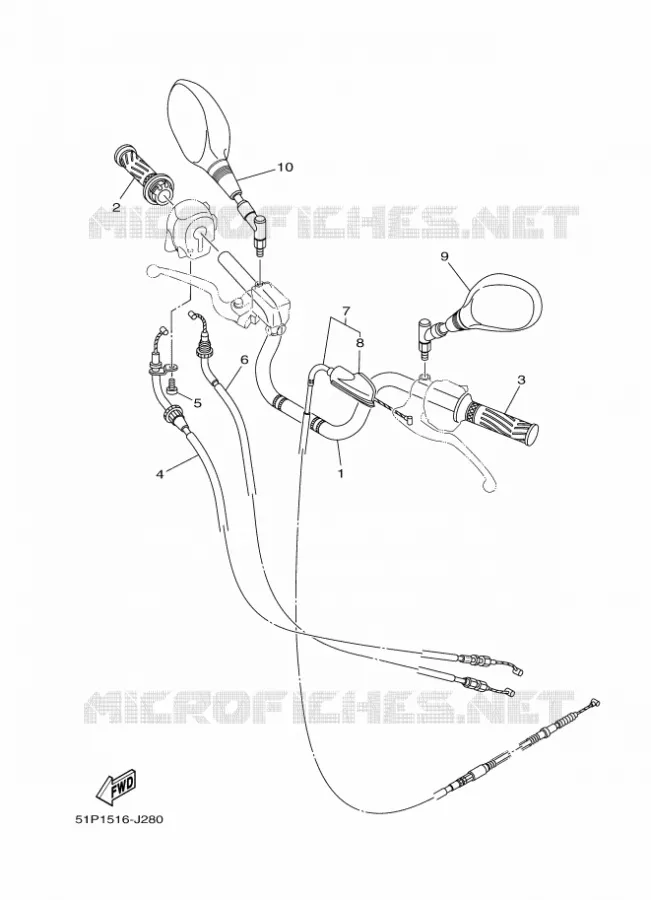 GUIDON ET CABLES Yamaha MOTO 125 2010 YBR  YBR125ED