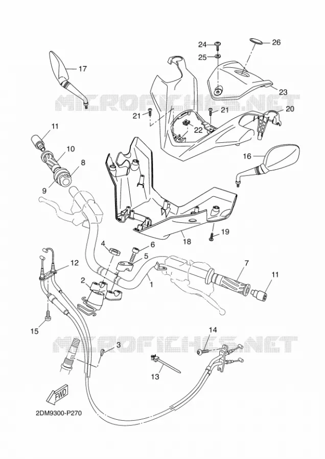 GUIDON ET CABLES Yamaha SCOOTER 125 2015 EVOLIS  YP125R