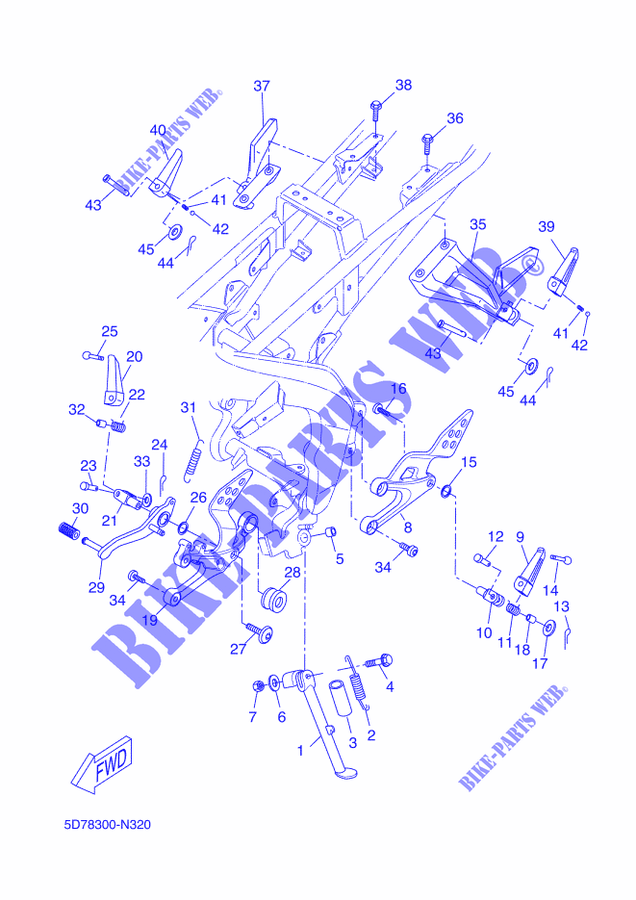 SUPPORT / REPOSE PIEDS pour Yamaha YZF-R125 de 2014