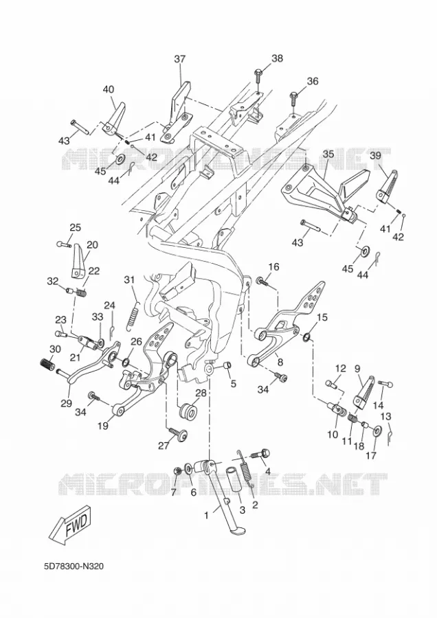 SUPPORT / REPOSE PIEDS Yamaha MOTO 125 2014 YZF-R 125  YZF-R125