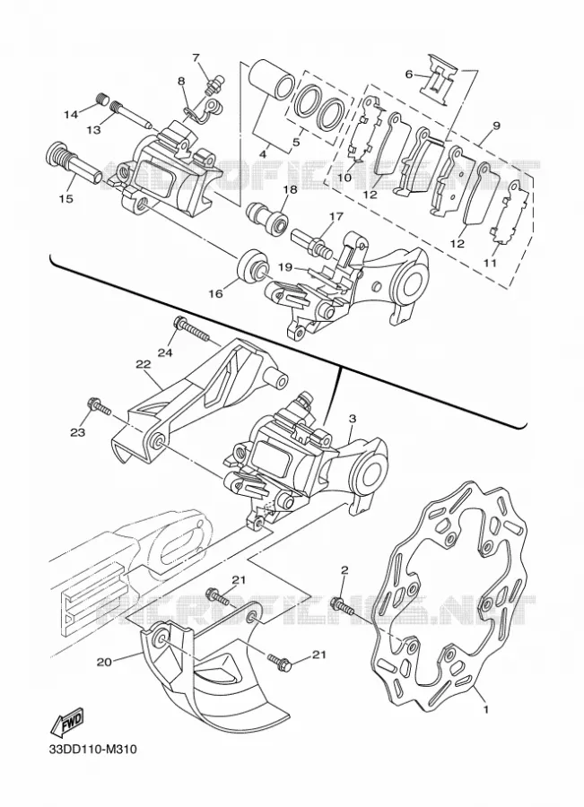 ETRIER DE FREIN ARRIERE Yamaha MOTO 250 2015 WRF  WR250F