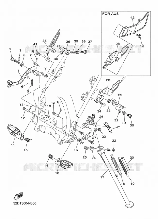 SUPPORT / REPOSE PIEDS Yamaha MOTO 250 2015 WR-R  WR250R