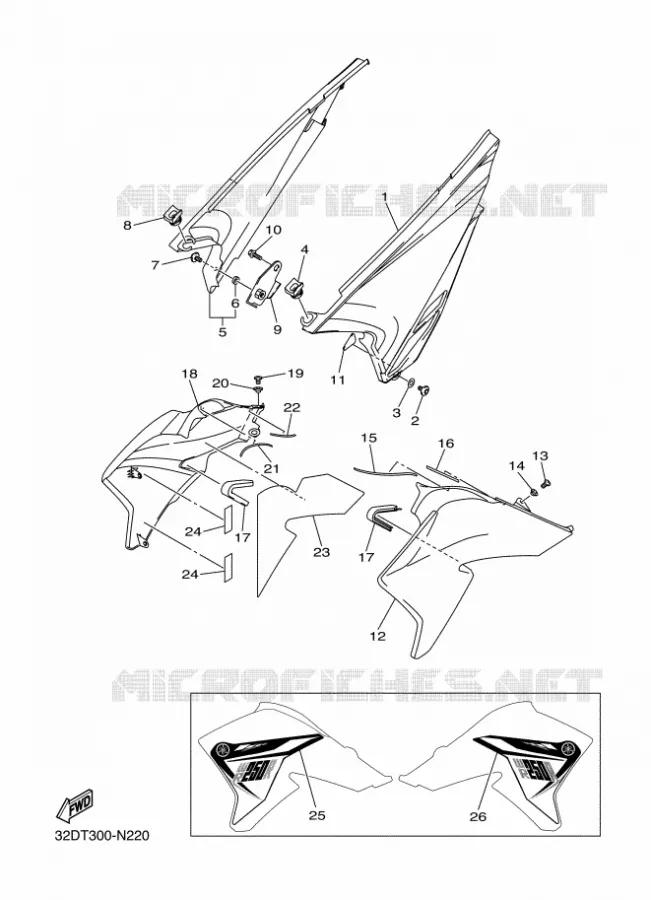 COUVERCLE LATERAL Yamaha MOTO 250 2014 WR-R  WR250R