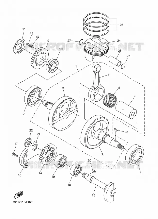 VILEBREQUIN / PISTON Yamaha MOTO 250 2014 WR-R  WR250R