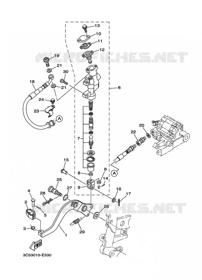 MAITRE CYLINDRE DE FREIN ARRIERE Yamaha MOTO 250 2015 XT  XT250