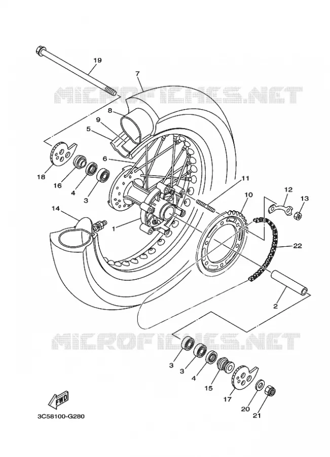 ROUE ARRIERE Yamaha MOTO 250 2015 XT  XT250