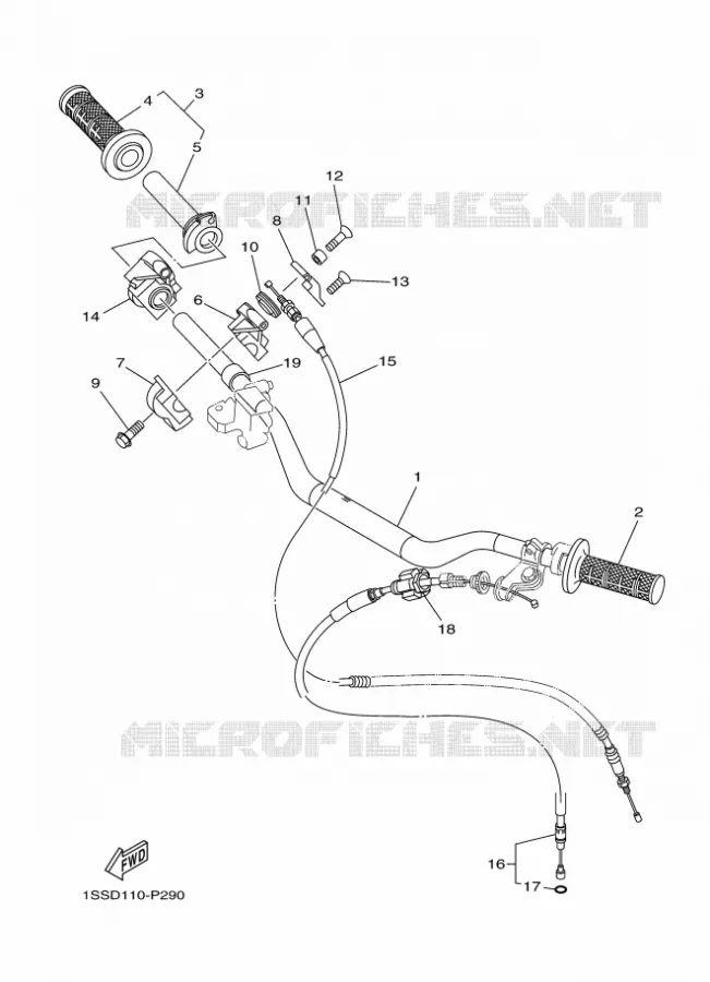 GUIDON ET CABLES Yamaha MOTO 250 2016 YZ  YZ250