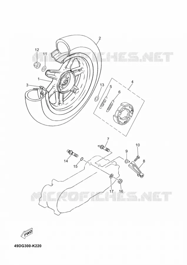 ROUE ARRIERE Yamaha SCOOTER 50 2015 JOG R  CS50