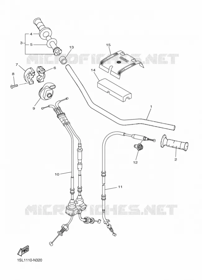 GUIDON ET CABLES Yamaha MOTO 250 2016 YZF  YZ250F