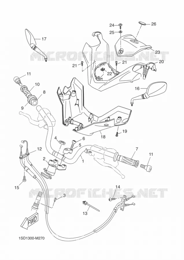 GUIDON ET CABLES Yamaha SCOOTER 400 2015 XMAX ABS  YP400RA