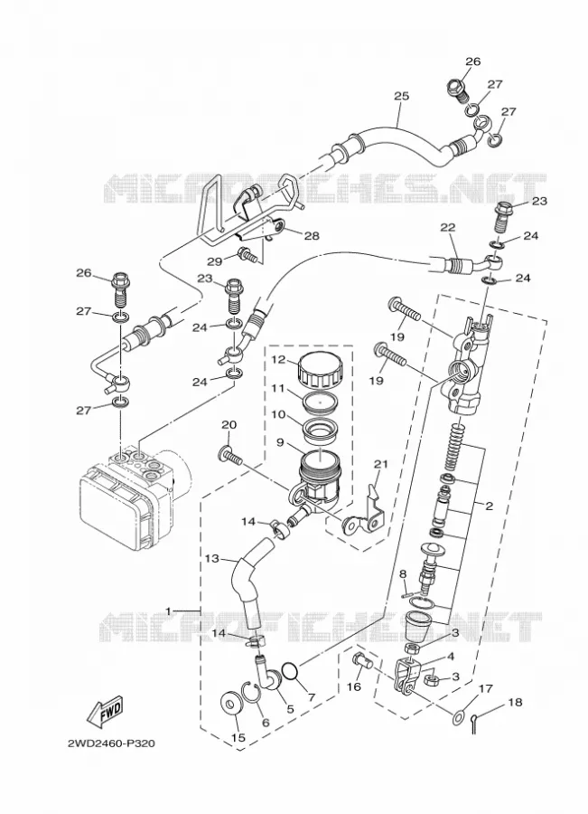 MAITRE CYLINDRE DE FREIN ARRIERE Yamaha MOTO 300 2015 R3 ABS RACE BLUE  YZF-R3A