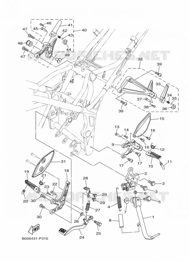 SUPPORT / REPOSE PIEDS Yamaha MOTO 300 2015 R3 ABS RACE BLUE  YZF-R3A