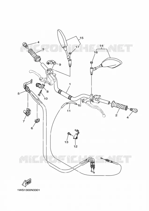 GUIDON ET CABLES Yamaha MOTO 700 2014 MT07 ABS  MT07A