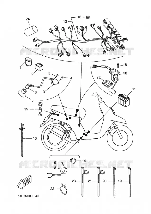 PARTIE ELECTRIQUE 2 Yamaha SCOOTER 50 2016 BWS  CW50N