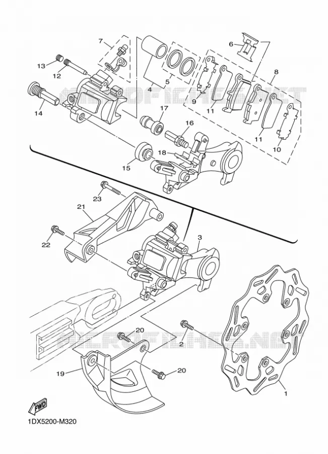 ETRIER DE FREIN ARRIERE Yamaha MOTO 450 2015 WRF  WR450F
