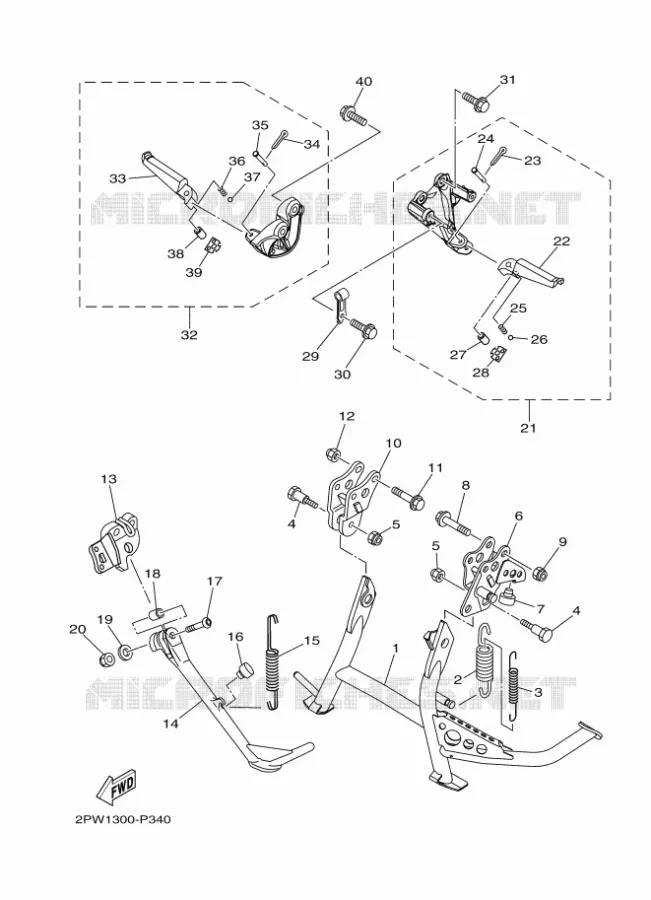 SUPPORT / REPOSE PIEDS Yamaha SCOOTER 500 2015 TMAX  XP500
